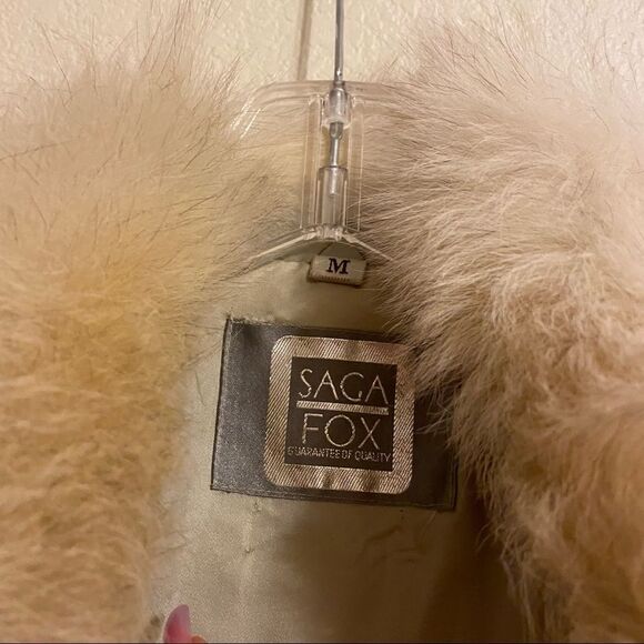 🍄 SAGA FOX Blue Fox Genuine Fur Cream/White Colored Coat - Picture 8 of 12
